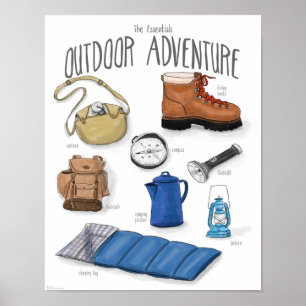 Bases : Affiche extérieure de camping d'aventure