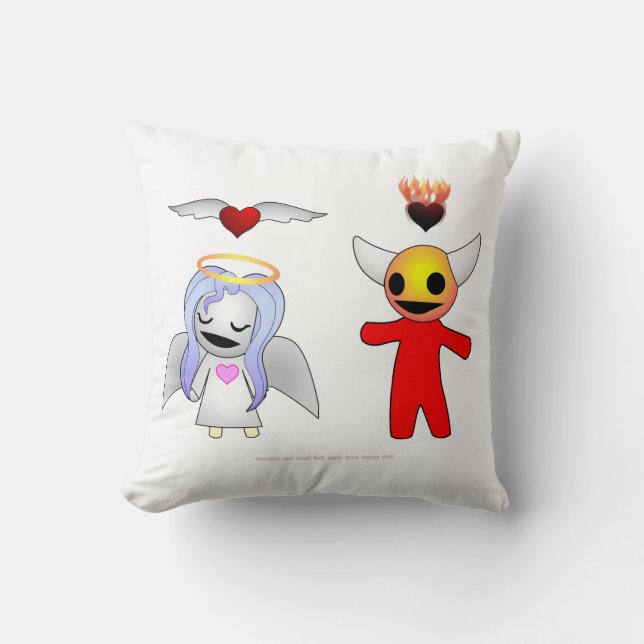 Bashful Candy Angel and Devil Doll Throw Pillow (Front)