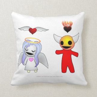 Bashful Candy Angel and Devil Doll Throw Pillow