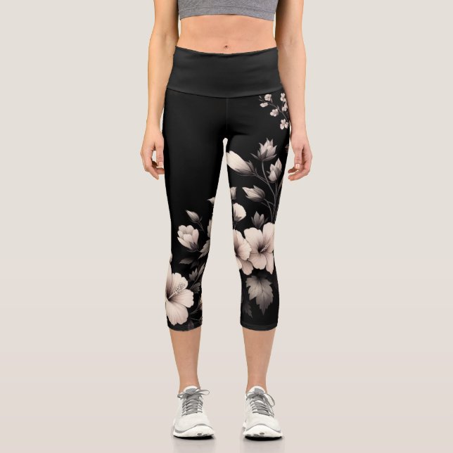 Bashful Hibiscus Capri Leggings (Front)