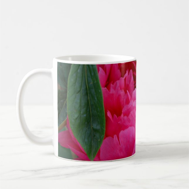 Bashful Pink Peony Coffee Mug (Left)