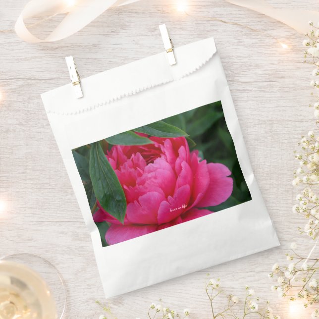 Bashful Pink Peony Favour Bag (Clipped)