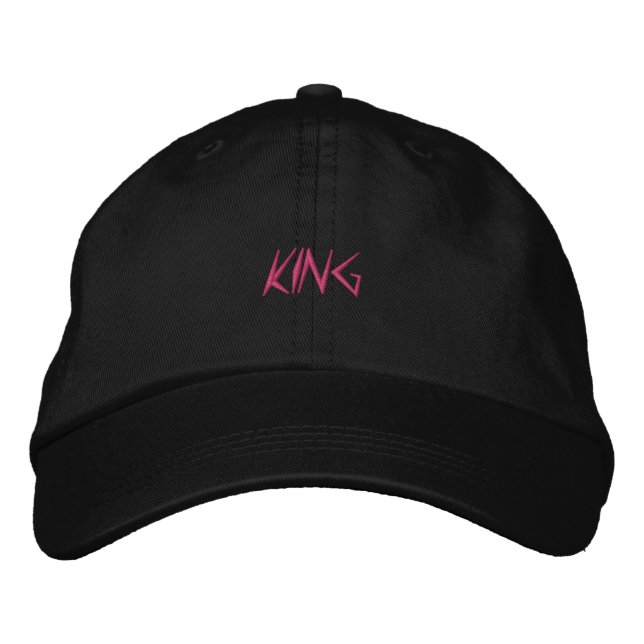 Basic Adjustable King Text-Hat Black Colour Embroidered Hat (Front)