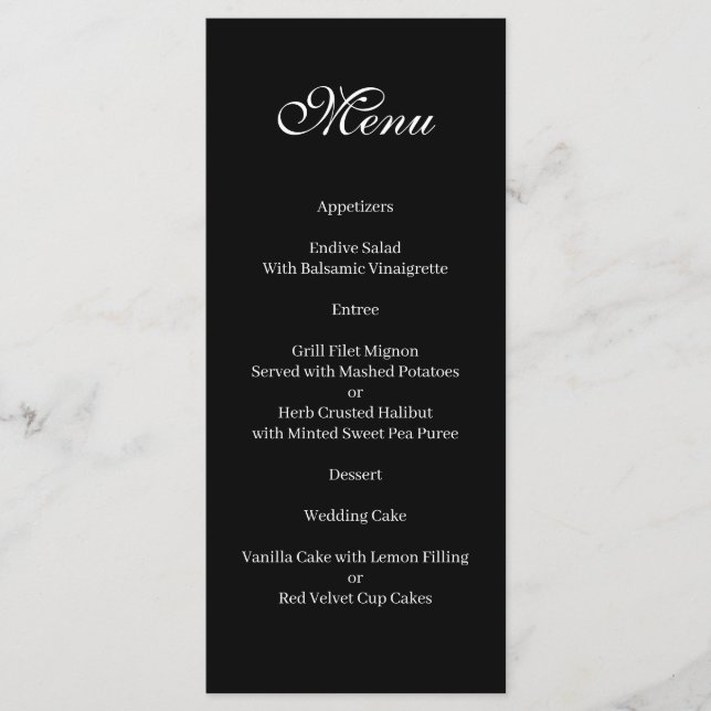 Basic and Elegant black and white Menu (Front)