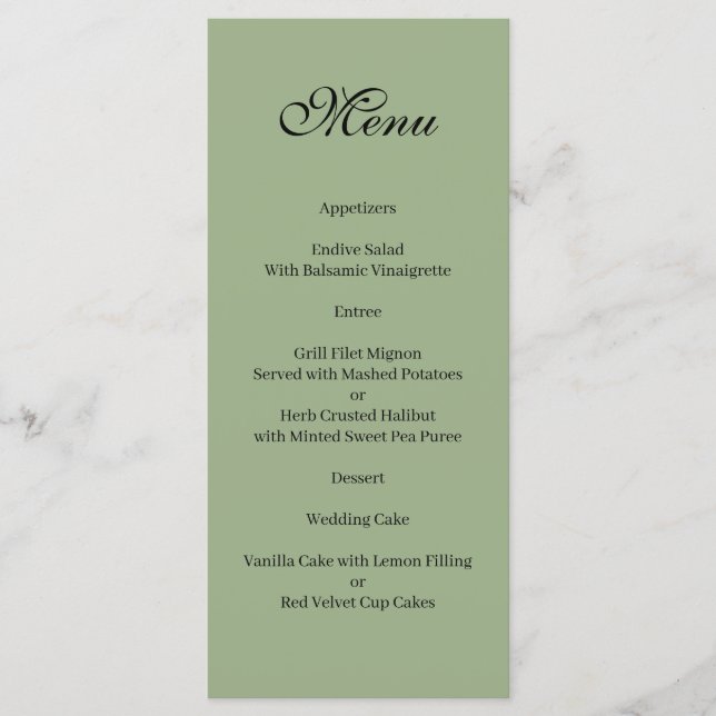 Basic and Elegant green and white Menu (Front)