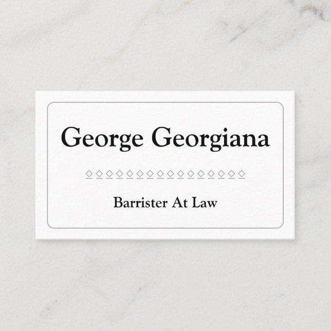 Basic and Simple Barrister At Law Business Card (Front)