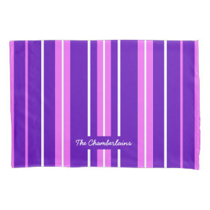 Basic and Simple Purple White and Pink Stripes Pillowcase