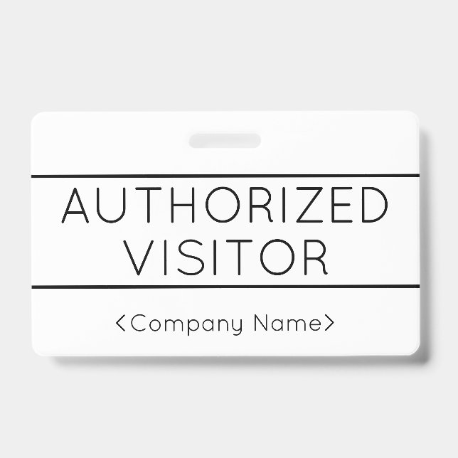 Basic "AUTHORIZED VISITOR" Badge (Front)