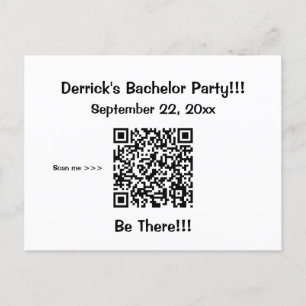 Basic Bachelor Party Invitation with QR Code Info Postcard