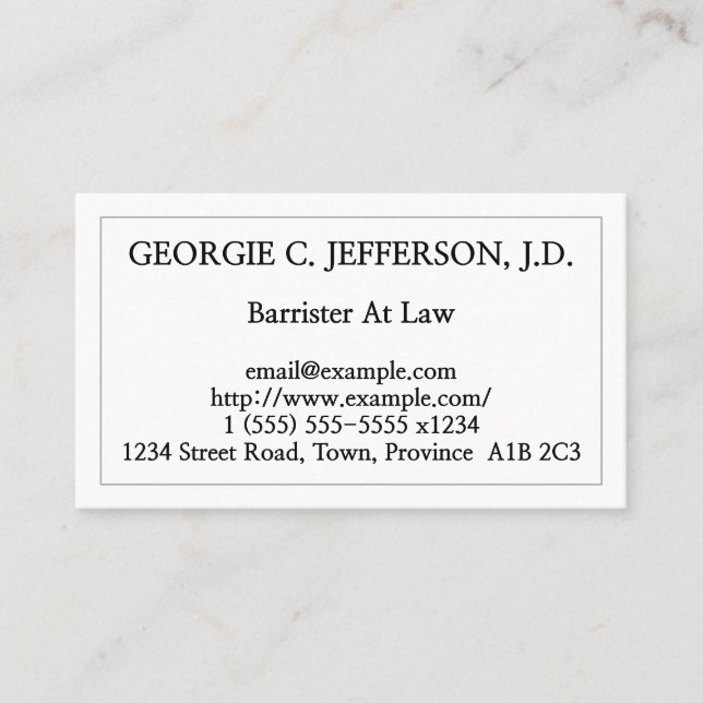 Basic Barrister At Law Business Card (Front)