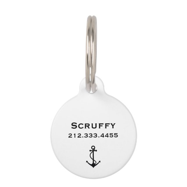 Basic Black Anchor Pet Tag (Back)