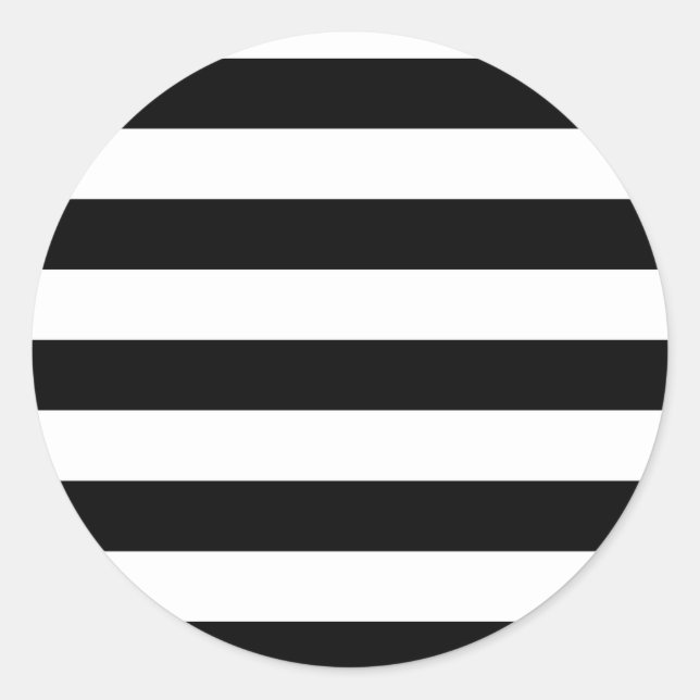 Basic Black and White Stripes Classic Round Sticker (Front)