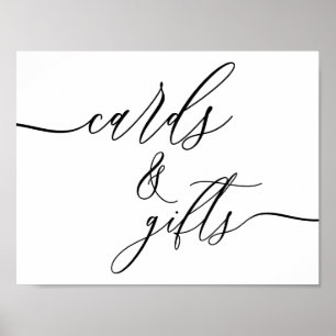 Basic Black Calligraphy Horizontal Cards And Gifts Poster