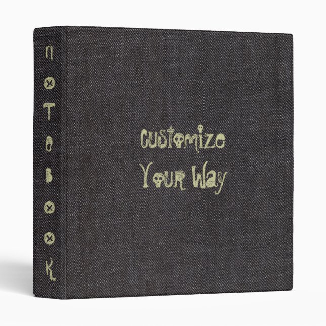 Basic Black Denim Print Notebook Avery Binder (Front/Spine)