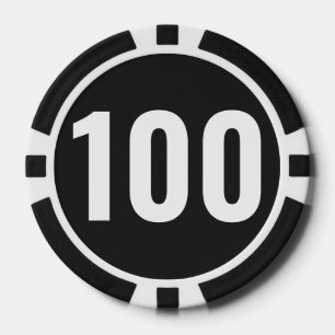 Basic Black White Bold Number Poker Chips