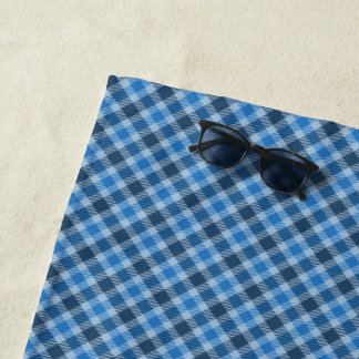 Basic Blue/Baby Blue Gingham Diagonal Plaid Beach Towel