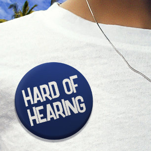 Basic Blue Fun Lettering Hard of Hearing 1 Inch Round Button