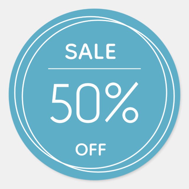 Basic blue store promotion sale sticker (Front)