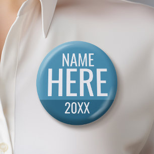Basic Blue White Custom Campaign Design 1 Inch Round Button