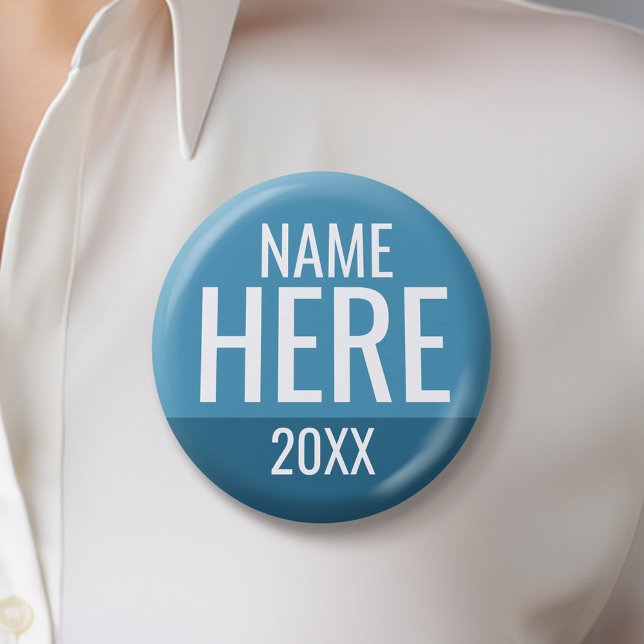 Basic Blue White Custom Campaign Design 1 Inch Round Button (Custom Campaign Buttons - Make Your Own Election Swag)