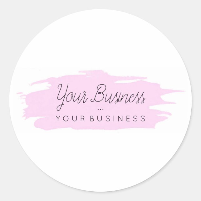 Basic Brush Custom Logo 1 Pink Classic Round Sticker (Front)