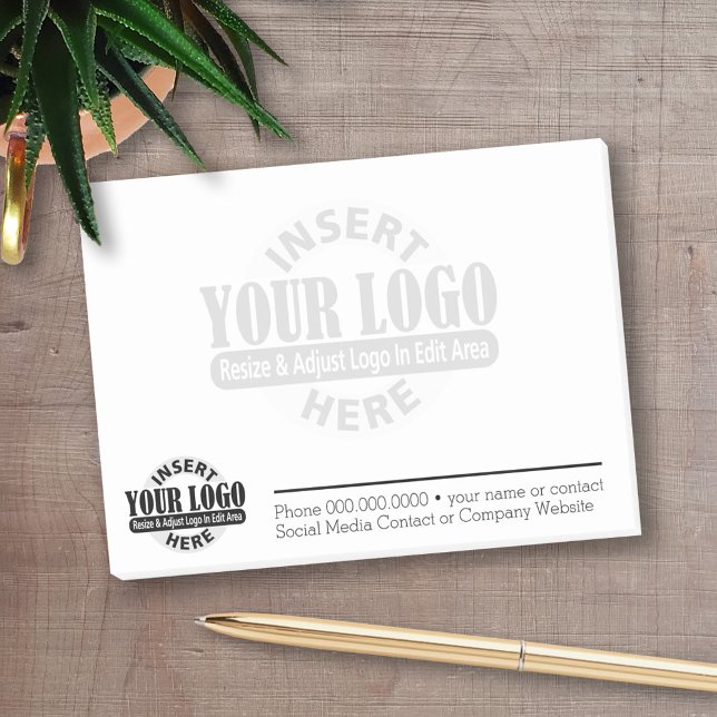 Basic Business Contact Info with Logo WATERMARK Post-it Notes (Personalized Post-It Note - Add Your Logo to make a great promotional product)