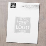 Basic Business Letterhead with WATERMARK<br><div class="desc">Upload Your Logo and insert your business information. This design includes a lighter watermark of your logo in the background.</div>