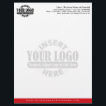 Basic Business Letterhead with WATERMARK<br><div class="desc">Red Accent - Upload Your Logo and insert your business information. This design includes a watermark of your logo in the background.</div>