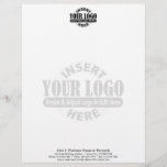 Basic Business Logo Centred with WATERMARK Letterhead<br><div class="desc">Upload Your Logo and insert your business information. This design includes a watermark of your logo in the background.
The logo is at the top and all company information is on the bottom.</div>