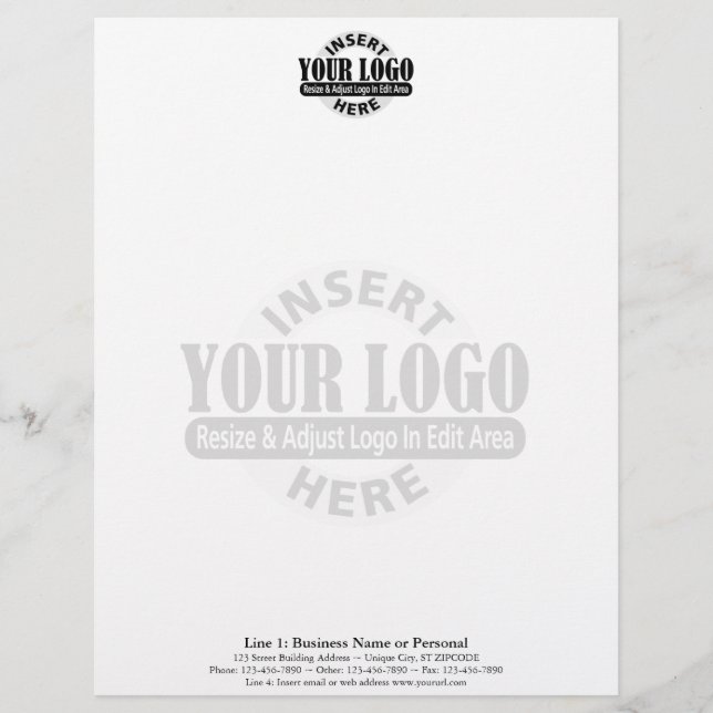 Basic Business Logo Centred with WATERMARK Letterhead (Front)