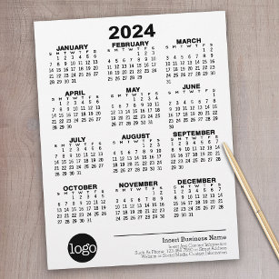 Basic Business Office Logo with 2024 Calendar Letterhead