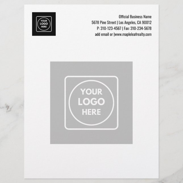 Basic Business Watermark Logo Design letterhead (Front)