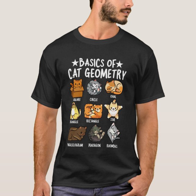 Basic Cat Geometry Math Funny Cat Owner Math Schoo T-Shirt (Front)