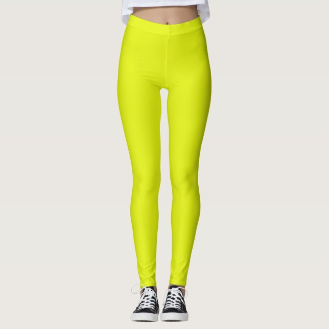 Basic Chartreuse Solid Colour  Leggings (Front)