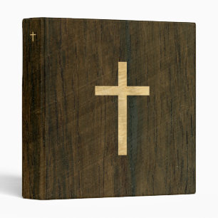 Basic Christian Cross Wooden Veneer Maple Rosewood Binder