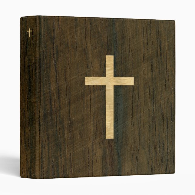 Basic Christian Cross Wooden Veneer Maple Rosewood Binder (Front/Spine)