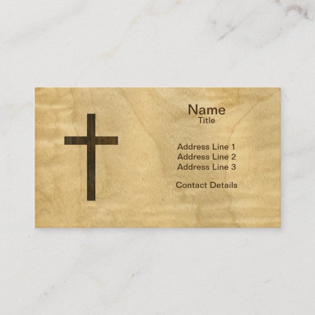 Basic Christian Cross Wooden Veneer Maple Rosewood Business Card (Front)