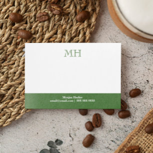 Basic Clean Moss Green White Initials Post-it Notes