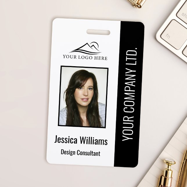 Basic Company Logo Photo Black Employee Security Badge (Creator Uploaded)