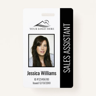 Basic Company Logo Photo Black Employee Security Badge