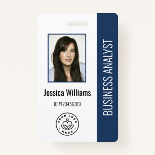 Basic Company Logo Photo Blue Employee ID Badge