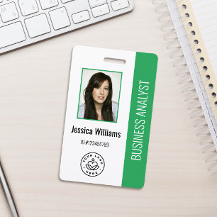 Basic Company Logo Photo Green Employee ID Badge