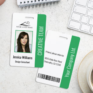 Basic Company Logo Photo Green Employee Security Badge