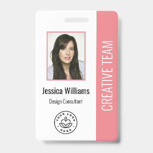 Basic Company Logo Photo Pink Employee ID Badge