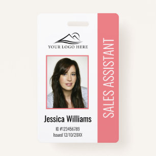 Basic Company Logo Photo Pink Employee Security Badge