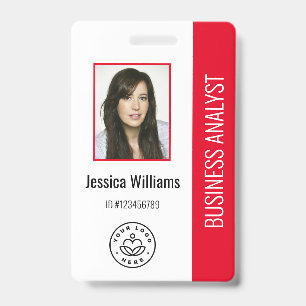 Basic Company Logo Photo Red Employee ID Badge