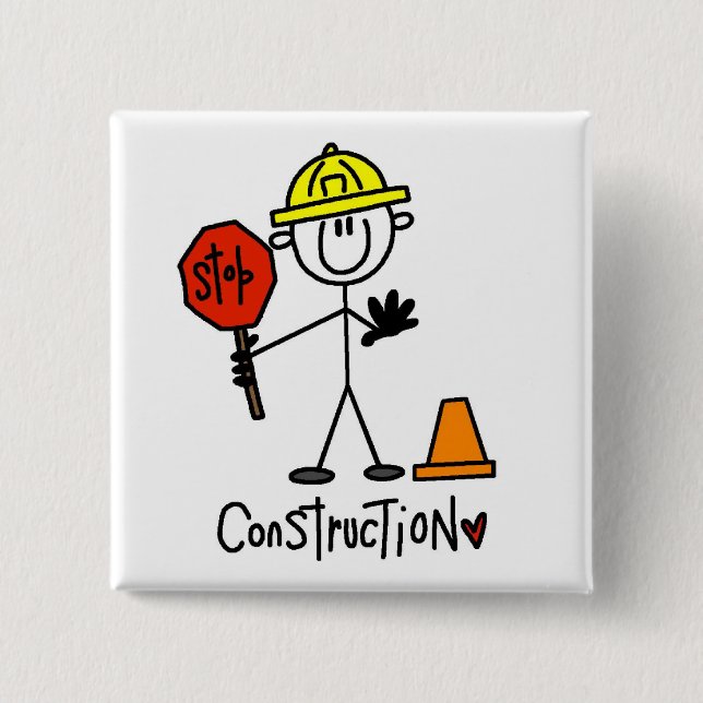 Basic Construction Tshirts and Gifts 2 Inch Square Button (Front)