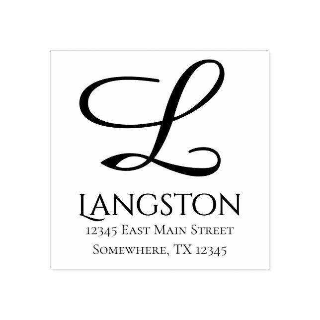 Basic Custom | Simple Chic Monogram Initial Name Rubber Stamp (Imprint)