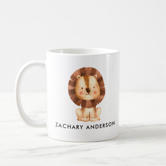 Basic Cute Baby Lion Kids  Coffee Mug (Left)