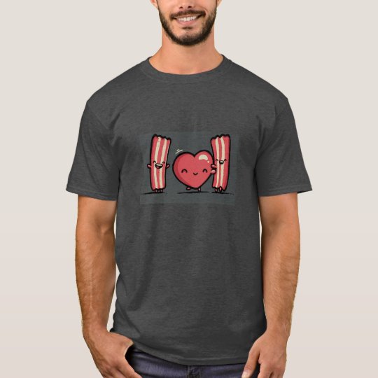 basic dark t-shirt,valentine's day, humour, bacon T-Shirt